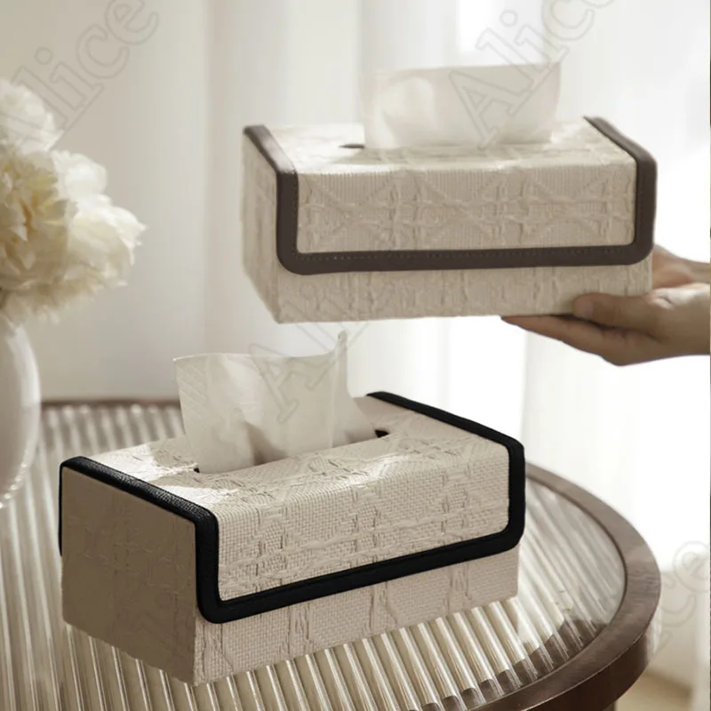 Modern Weaving Texture Leather Tissue Box Dining Table Decor Napkin Holder Living Room Tissue Boxes Ornament Home Decoration