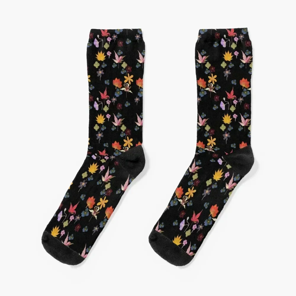 

Dark Floral Leaf Garden Socks Soccer floral men cotton high quality basketball Socks Female Men's