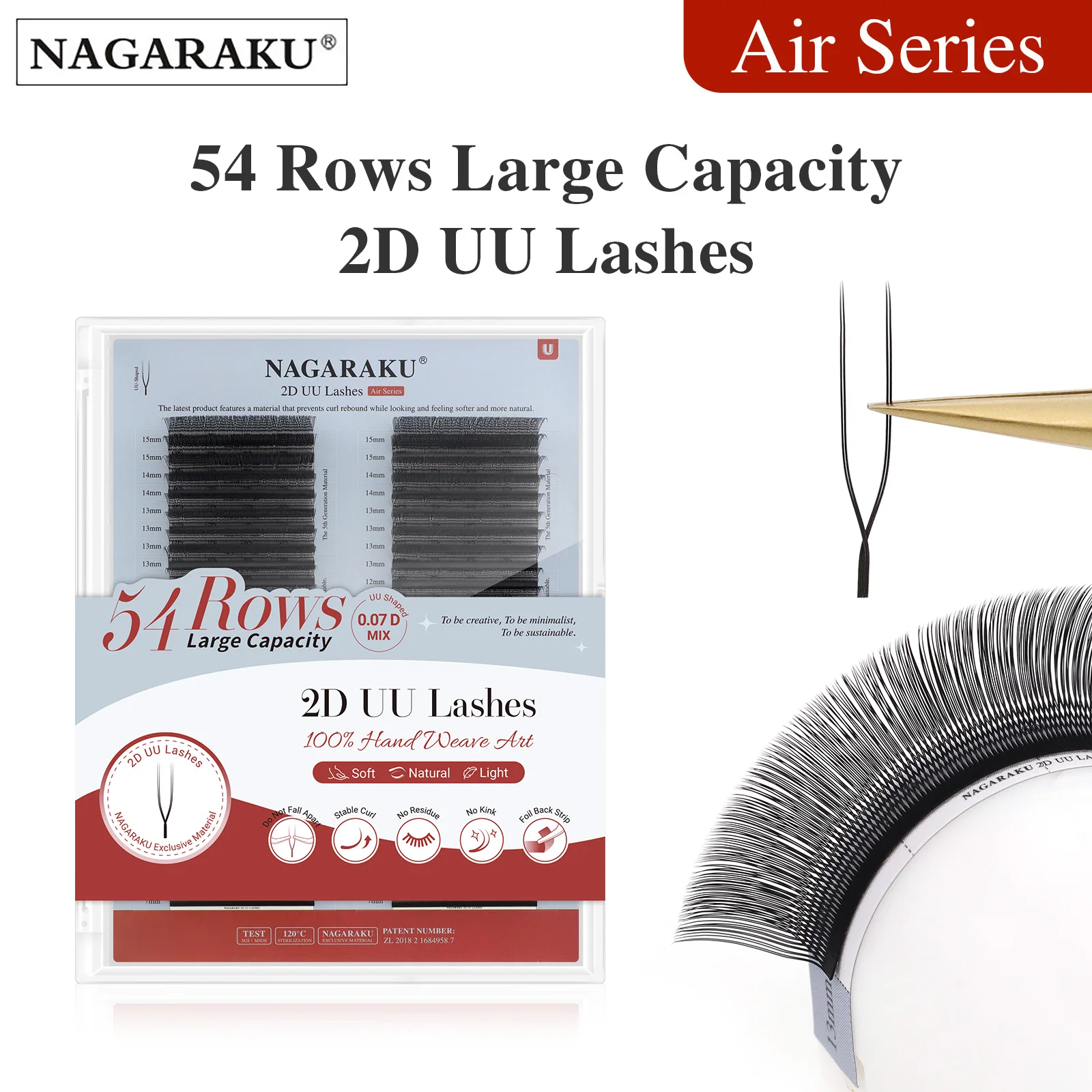 NAGARAKU 54 Rows U Shape YY 2D UU Hand Woven Premium Soft Light Natural Eyelashes Extension Supplies Makeup Mesh Net Cross