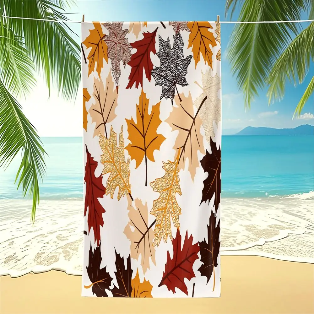 Autumn Maple Leaf Beach Towel Pool Towel Camping Towel Bath Towel Blanket HD Digital Print Fall Outdoor Camping Towel