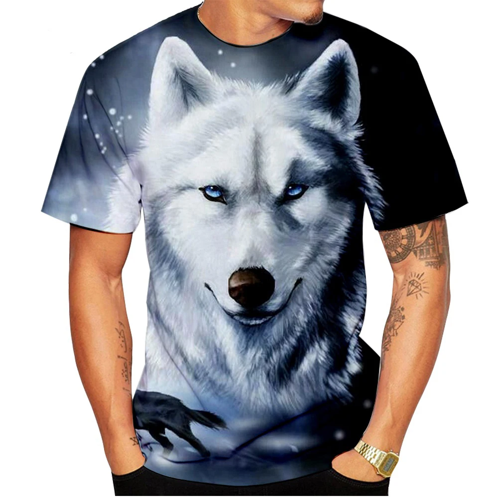 New Fashion Wolf Man Short Sleeve 3D-printed Casual T-shirt