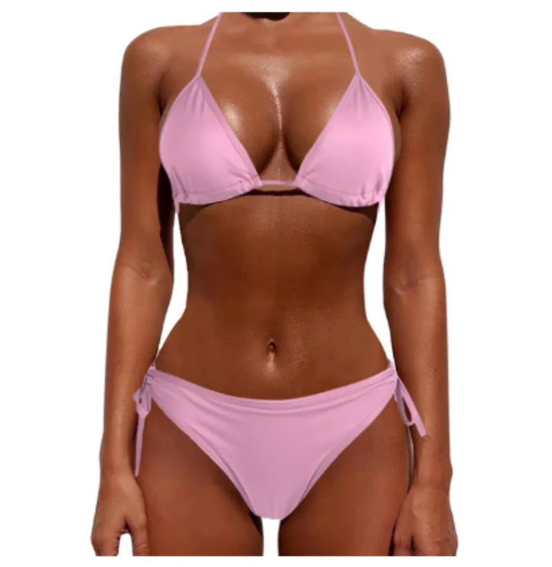 2pcs/set Women Summer Beach Bikini Swimwear Ladies Three Point Sexy Swimwsuit Comfortable Underwear Breathable Soft Lingerie New