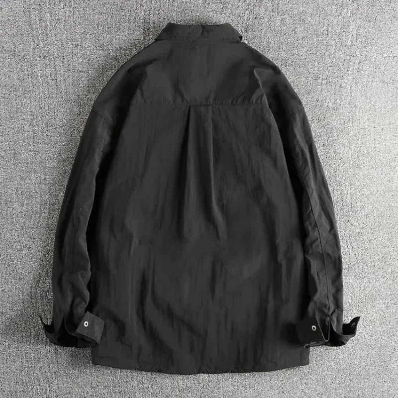 Harajuku Functional Retro Trend Design Cargo Jacket Men's Mesh Breathable Inner Loose Youth Trench Coat Quick Dry Outdoor Style