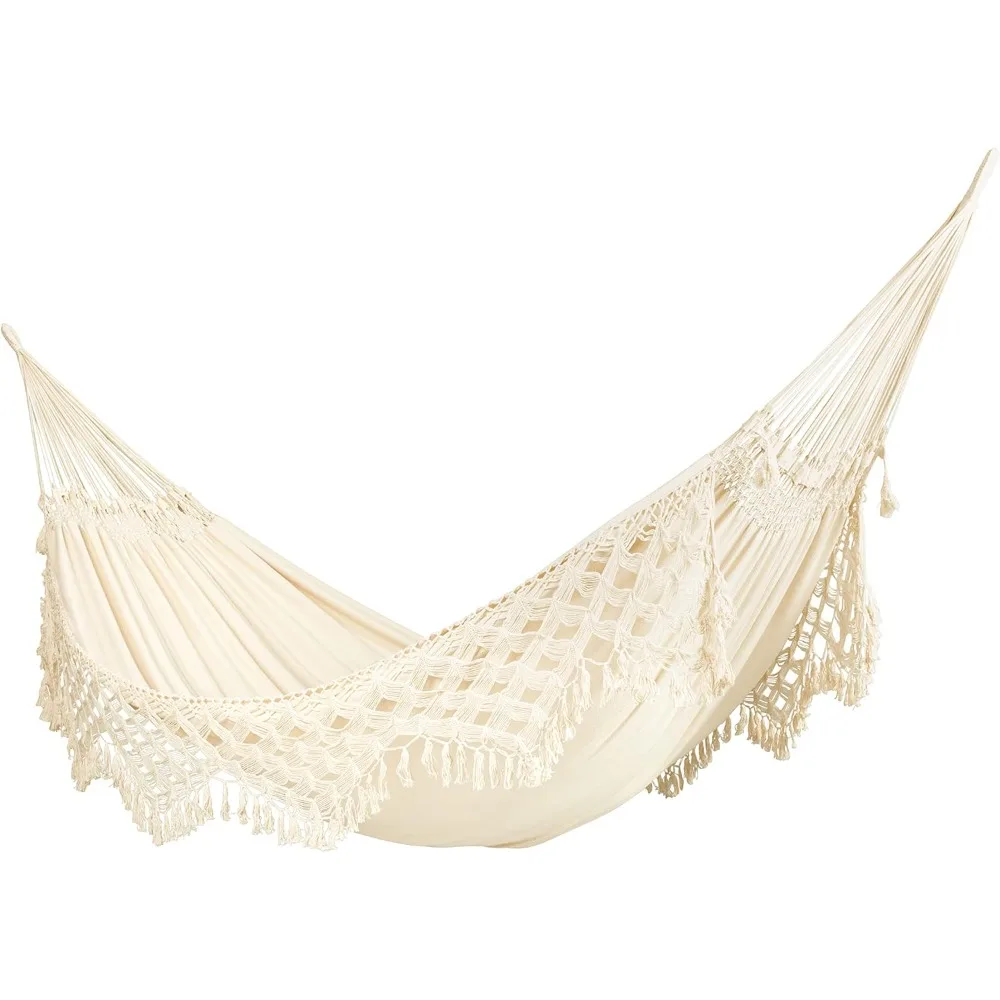 

XL King Size Bossanova Brazilian Hammock - Premium Organic Cotton, Handcrafted in Brazil - Stylish Boho Macrame Hammock