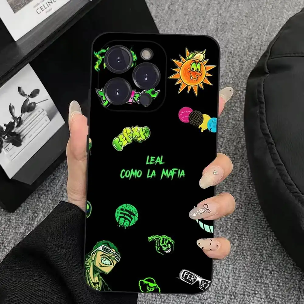 Feid Ferxxo SIXDO MOR telefoonhoesje voor iPhone 17,16,15,14,13,12,11,Plus,Pro Max,XS,X,XR,SE,Mini,8,7,zachte siliconen zwarte cover