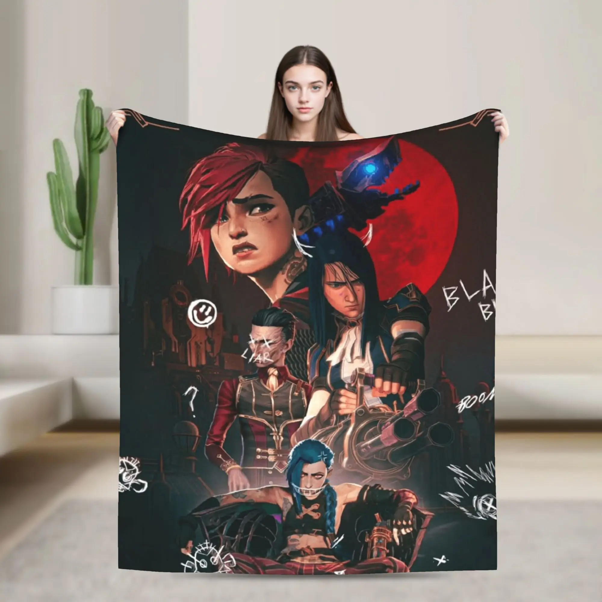 Game Arcane Plush Blanket Students  Flannel Throw Blanket For Couch Chair Sofa Bed Warm Soft Custom Quality Bedspread Gift