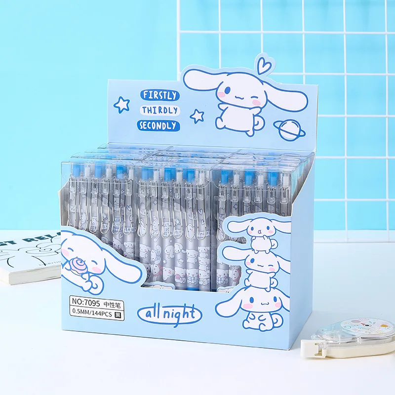 36 Pcs Creative Cartoon Dog Metal Hook Press Gel Pen Student Stationery Cute Press Style Neutral Pen Wholesale