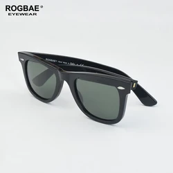ROGBAE Tilting sunglasses men classics Glass lens Acetate sun glasses R214s Luxury Brand Rivet Design Goggles Female sunglass