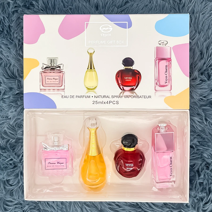 Women's perfume Set 4 Pieces * 25ml floral aroma and Fruitless Fragrance Durable Perfumes for Women, Perfumes for Men, Home Travel Essentials Perfume Fragrance Long Lasting High Lasting Aroma Woody