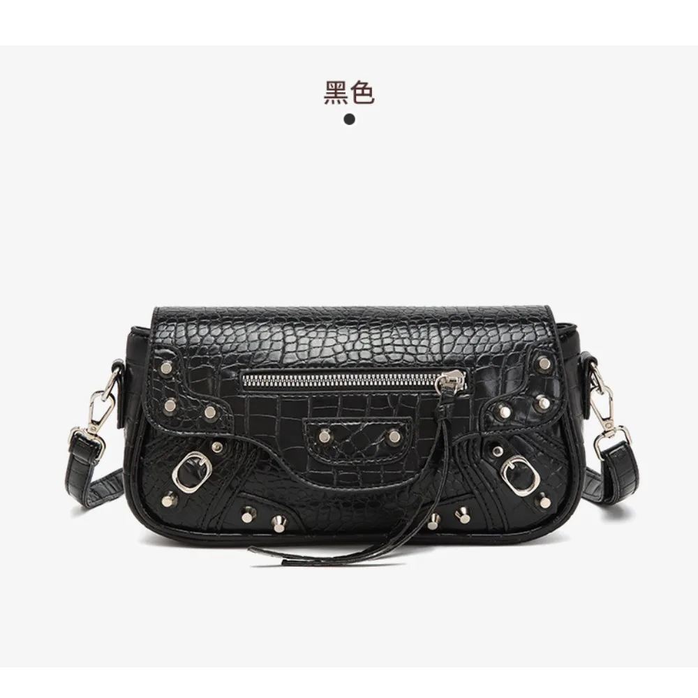 

Niche design bag women's 2025 new fashion simple rivet locomotive bag trendy shoulder underarm bag messenger bag