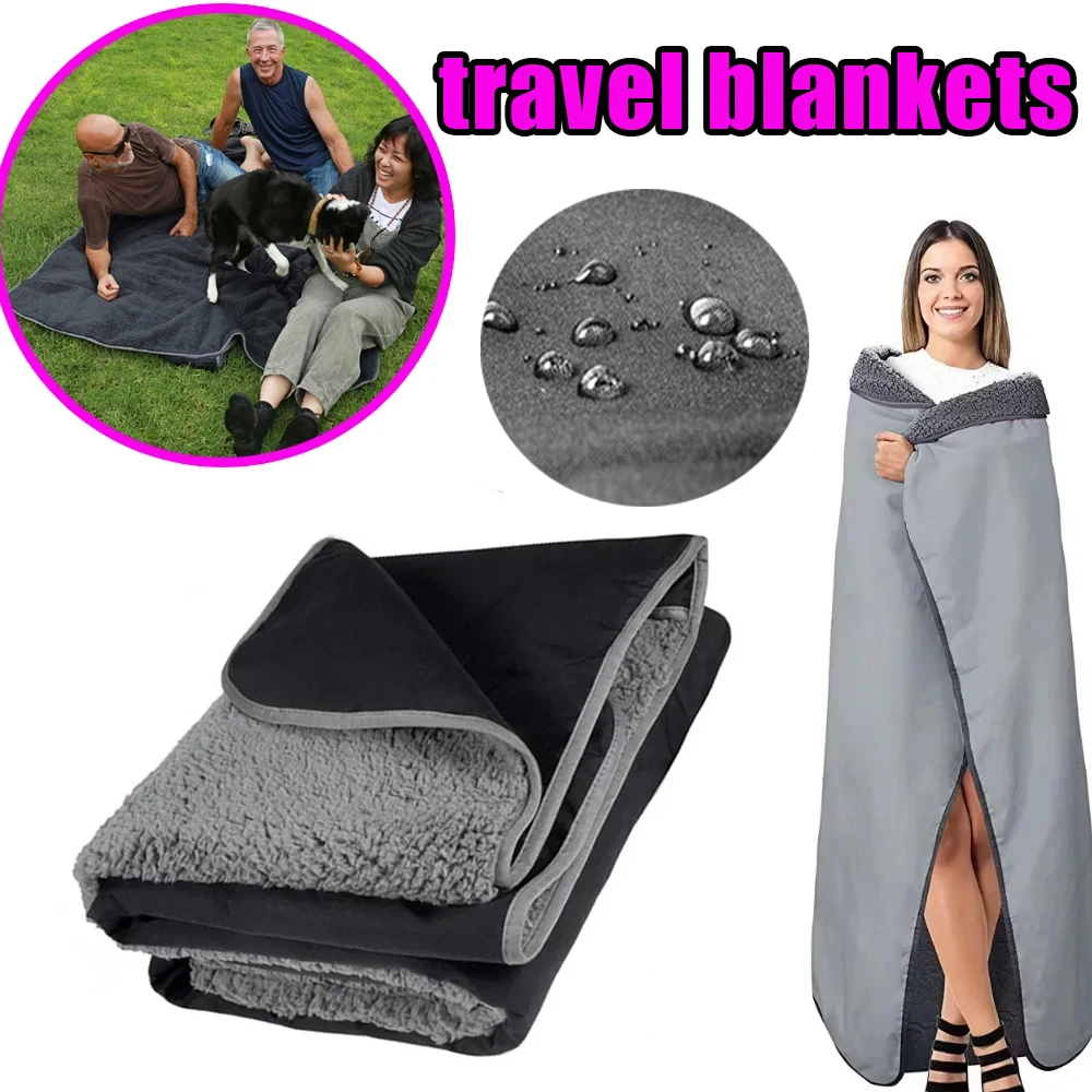 بطانية سفر للنزهة على الطراز الخارجي مقاومة للرياح بتصميم ثلاثي الطبقات محمولة دافئة ومقاومة للماء مناسبة للمشي لمسافات طويلة والاستخدام في الشتاء #1