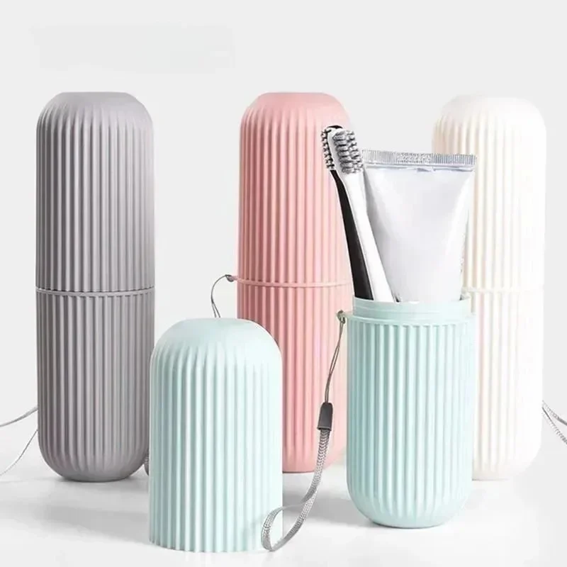 Travel Toothbrush Case Portable Rinse Cup Solid Color Toothbrush Mouthwash Cup Household Toothbrush Storage Cup  ﻿