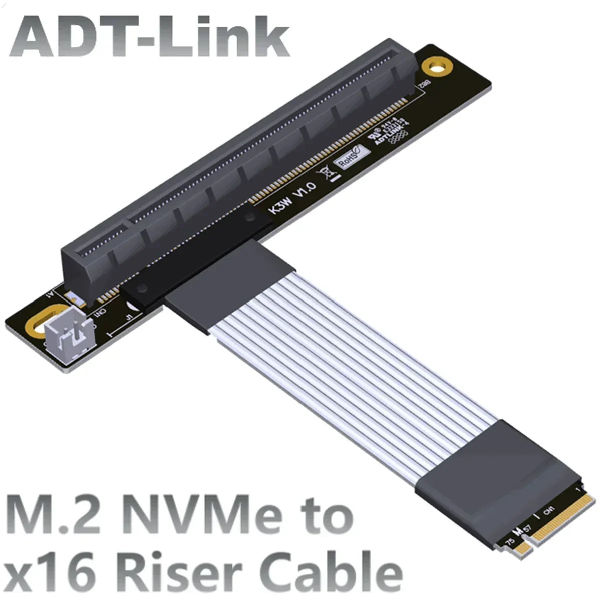 ADT K43 M.2 NGFF NVMe to PCIE 16X 4.0 Riser Cable PCIe x16 Nvidia/AMD Graphics Card M.2(SSD M-Key Gen4)STX Mainboard M2 Extender