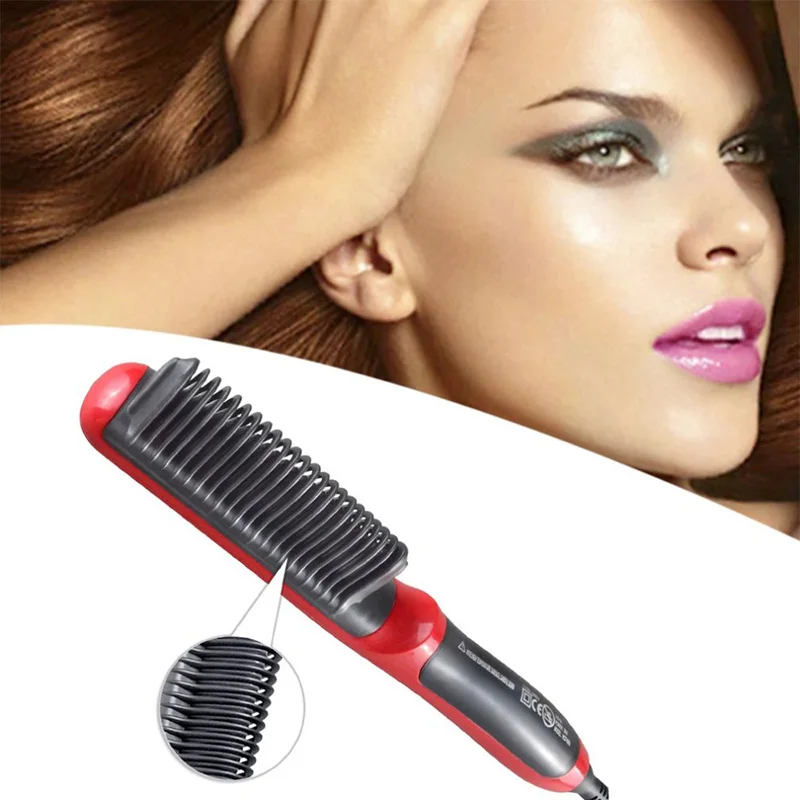Multifunctional Electric Hair Straightening Brush LCD Temperature Adjustable Fast Heating Anti-Scald Hair Styling Comb - view 3