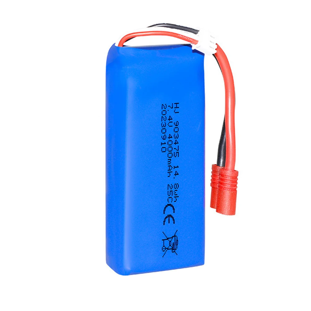 USB充電器付きLiPoバッテリー,7.4v,4000mah,syma x8c x8w x8g x8 hg899 rcドローン用,予備部品,2s,903475