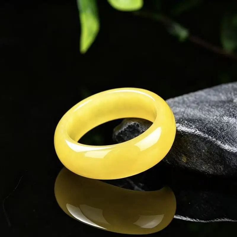 Genuine A-grade jadeite ring with full yellow color and rich pigment, exquisite jade jewelry pendant