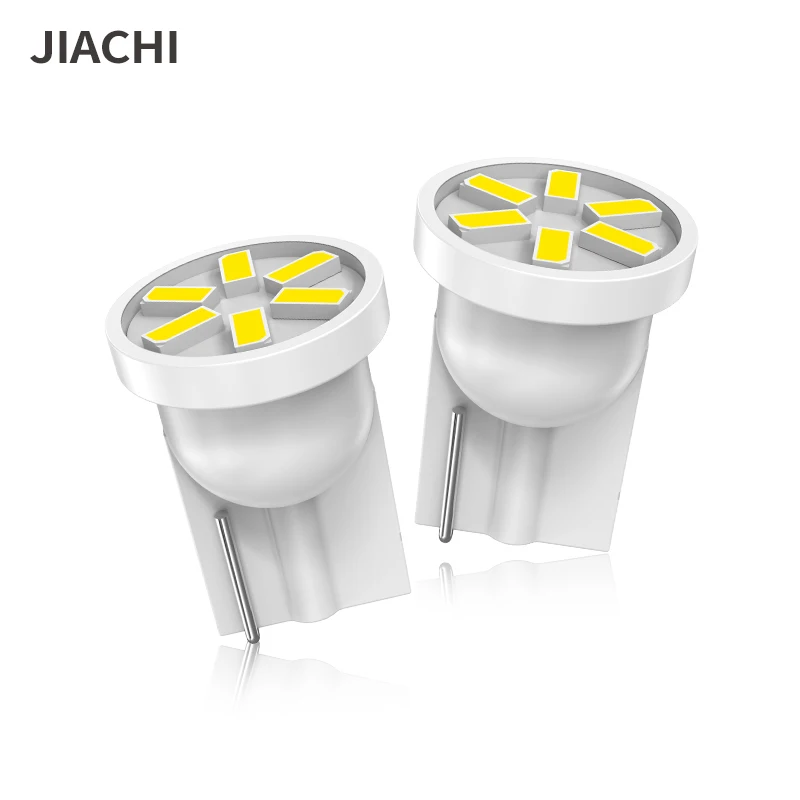 jiachi 100pcs W5W Car Parking Light 6 SMD 3014 T10 LED Auto Dashboard Indicator Lamps W5W 2825 158 168 Wedge Bulb LED DC 12V