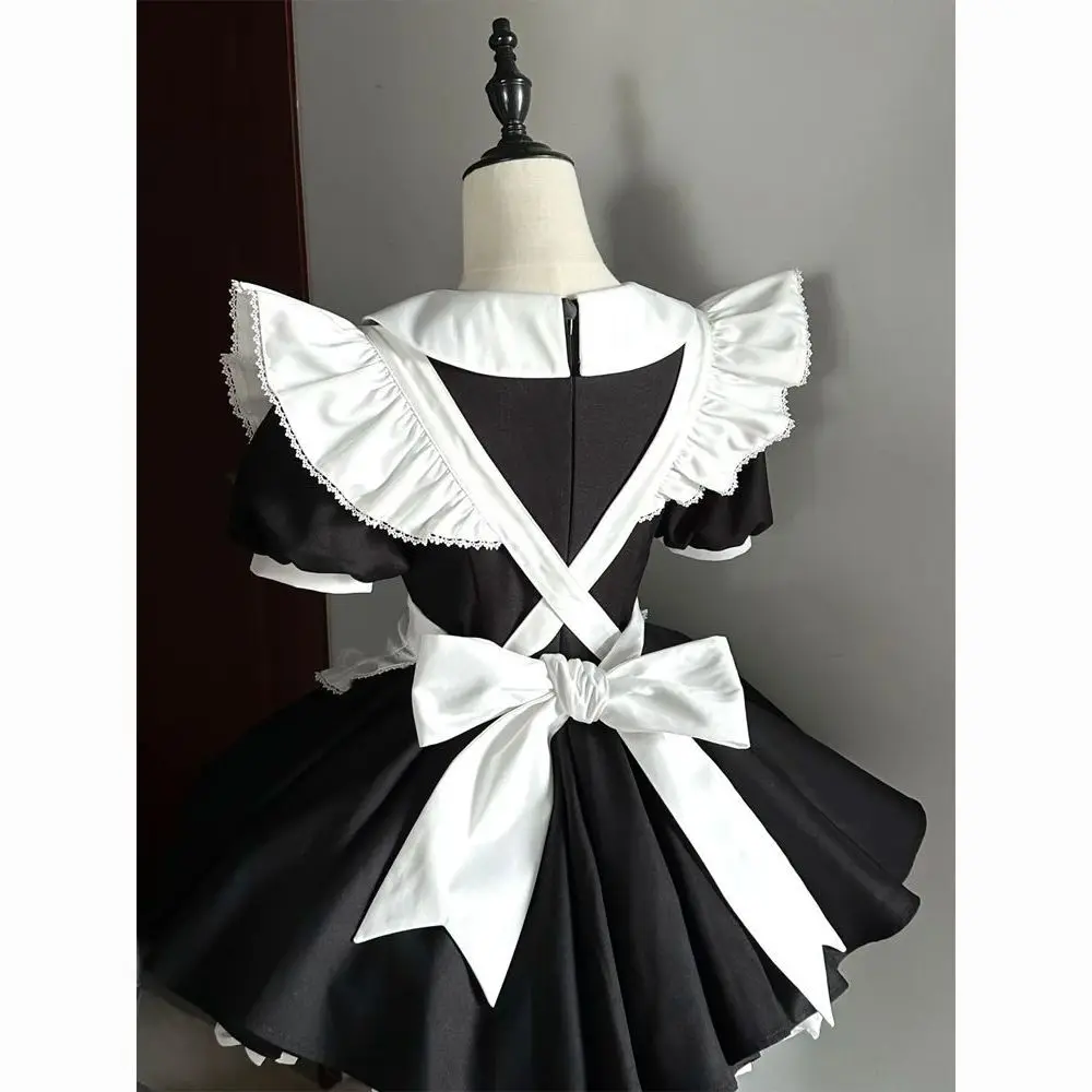 جو جديد حلو ولطيف كوس خادمة لوليتا القوس فستان حزام المئزر المرأة قطعتين مجموعة #3