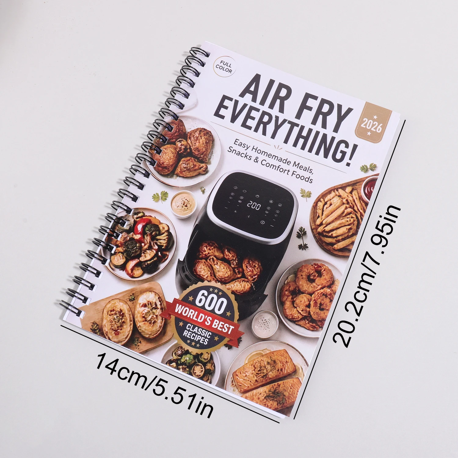 1 Pcs Air Fryer Cookbook, 600 Classic Recipes Spiral Bound Full Color, 2026 Easy Meals & Snacks ,recipe Manual Record Book