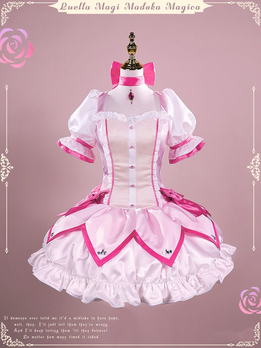 COS-HoHo Anime Puella Magi Madoka Magica Kaname Madoka Lolita Kleid Schöne Uniform Cosplay Kostüm Halloween Party Outfit Frauen