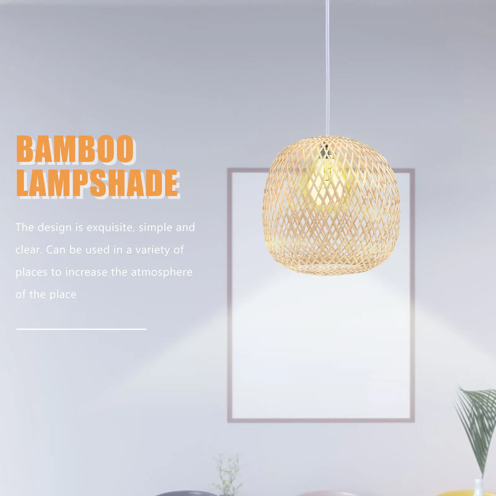 

Bamboo Woven Lampshade Ceiling Lamp Shade Chandelier Pendant Lamp Cover Hanging Light Shade for Kitchen Bedroom Hallway