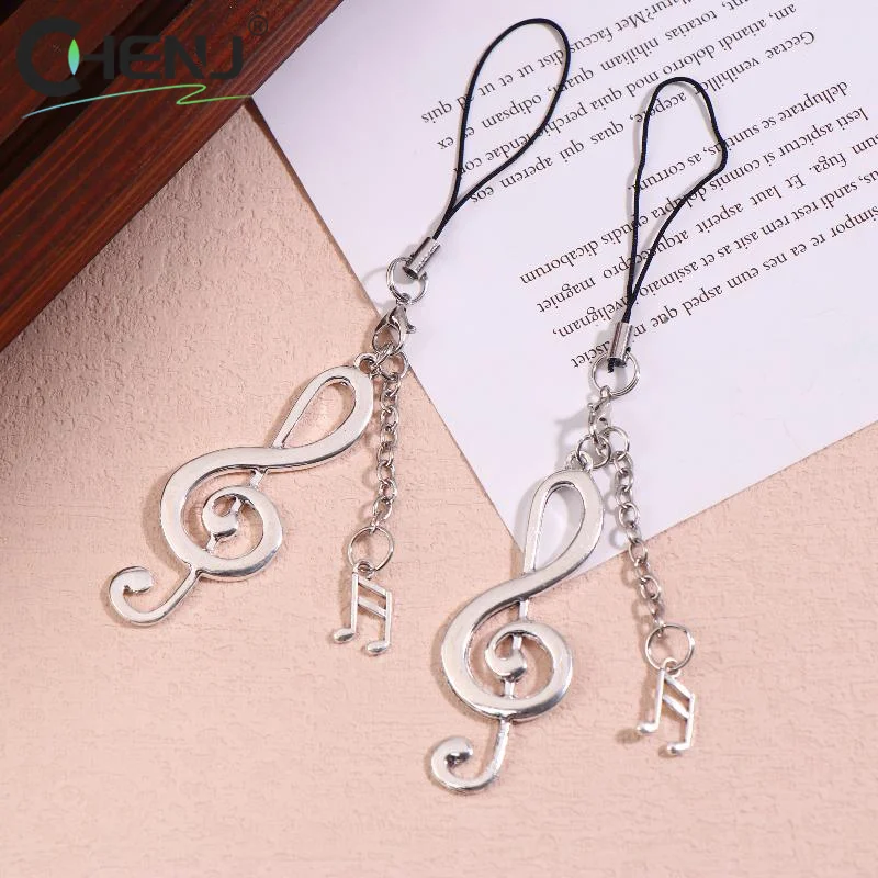 1/2 قطعة Y2K خمر الموسيقية ملاحظة الهاتف المحمول الحبل العصرية المعادن الموسيقية ملاحظة سلسلة هواتف كيرينغ حلية قلادة الهدايا