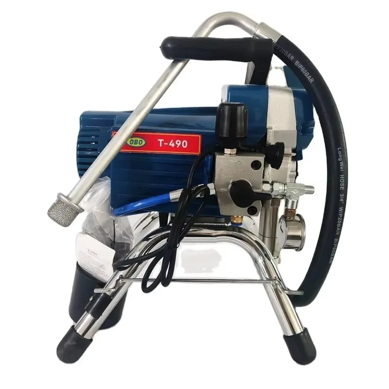 آلة طلاء الرش الكهربائية ذات المكبس الصغير T-490 - قوة 1.8 كيلو وات، مماثلة لـ GRC 390/395، لبنادق رش طلاء الجدران
