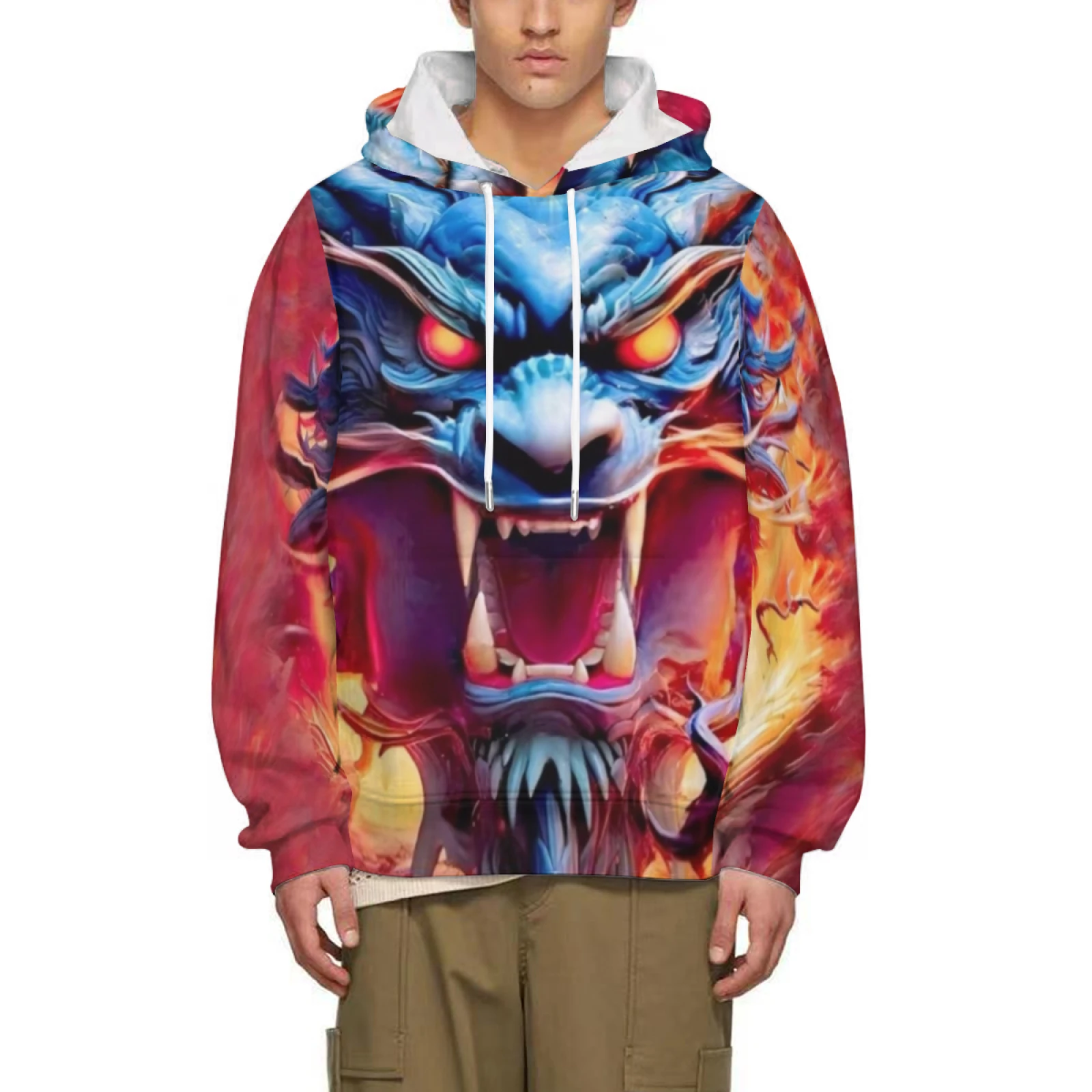 New Spring And Autumn Dragon Pattern 3D Printed Men Sweatshirt Vintage Outdoor Men's Hoodie Going Out Fashion Trend Street Style