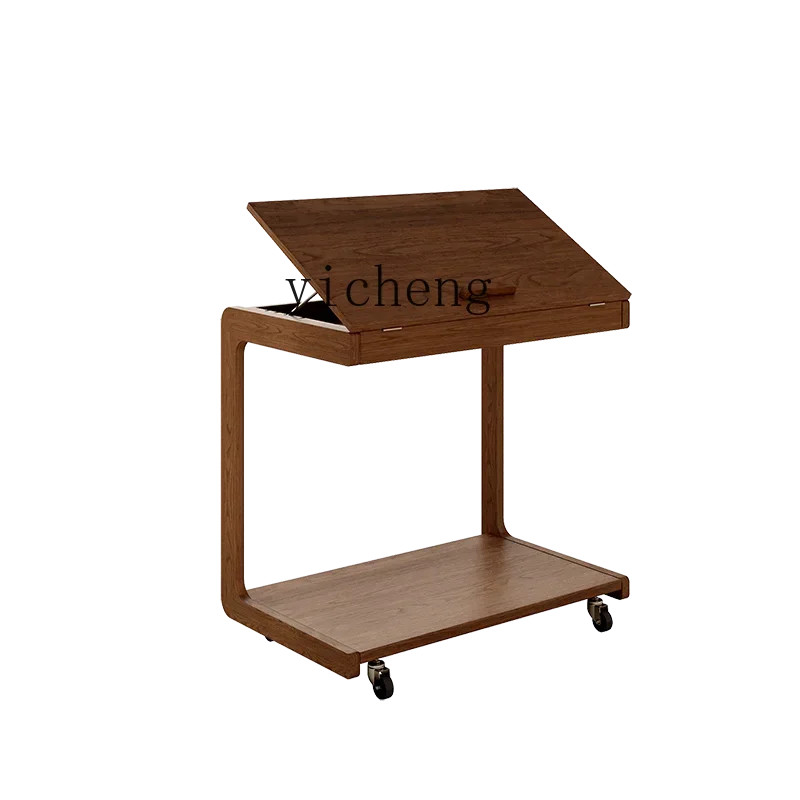 l3 solid wood sofa edge several flip bedside small table living room with wheels tea table movable