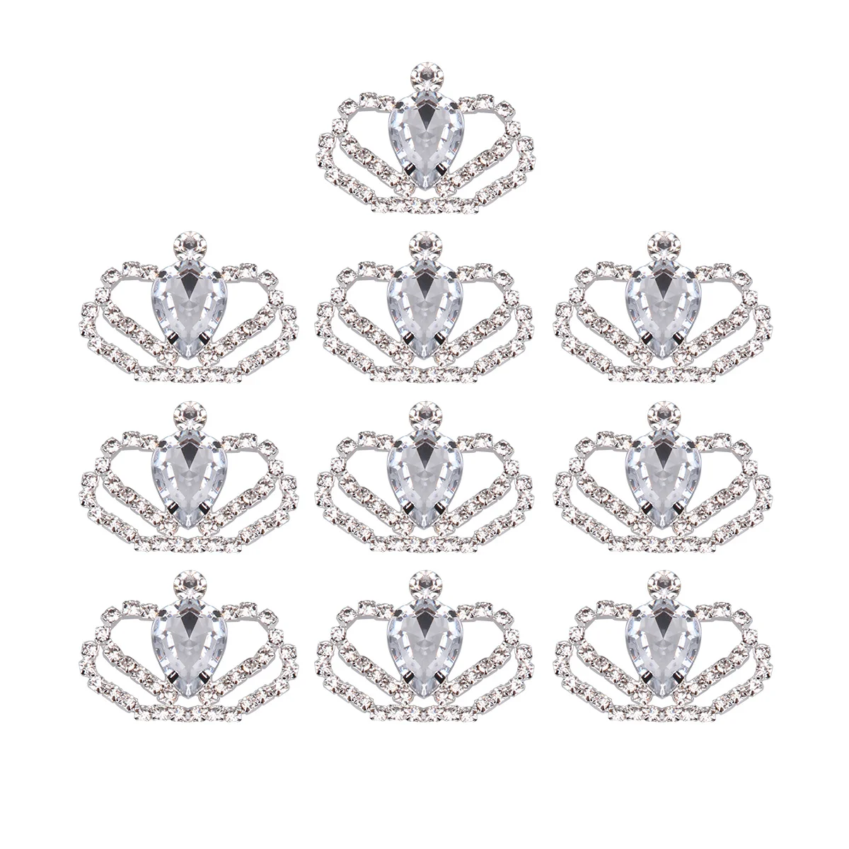 

10pcs Crystal Crown Patch Transparent Alloy Rhinestone Inlaid Diy Sticker For Women Jewelry Making Craft Wedding Party Decor
