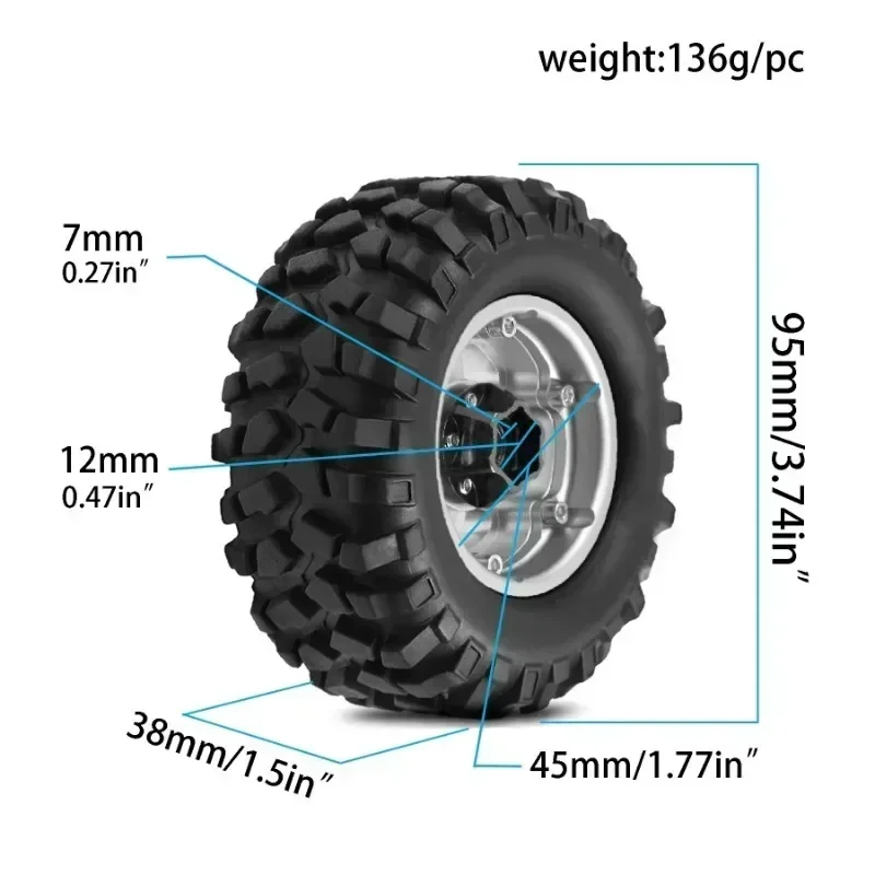 4pcs 95mm Metal 1.9