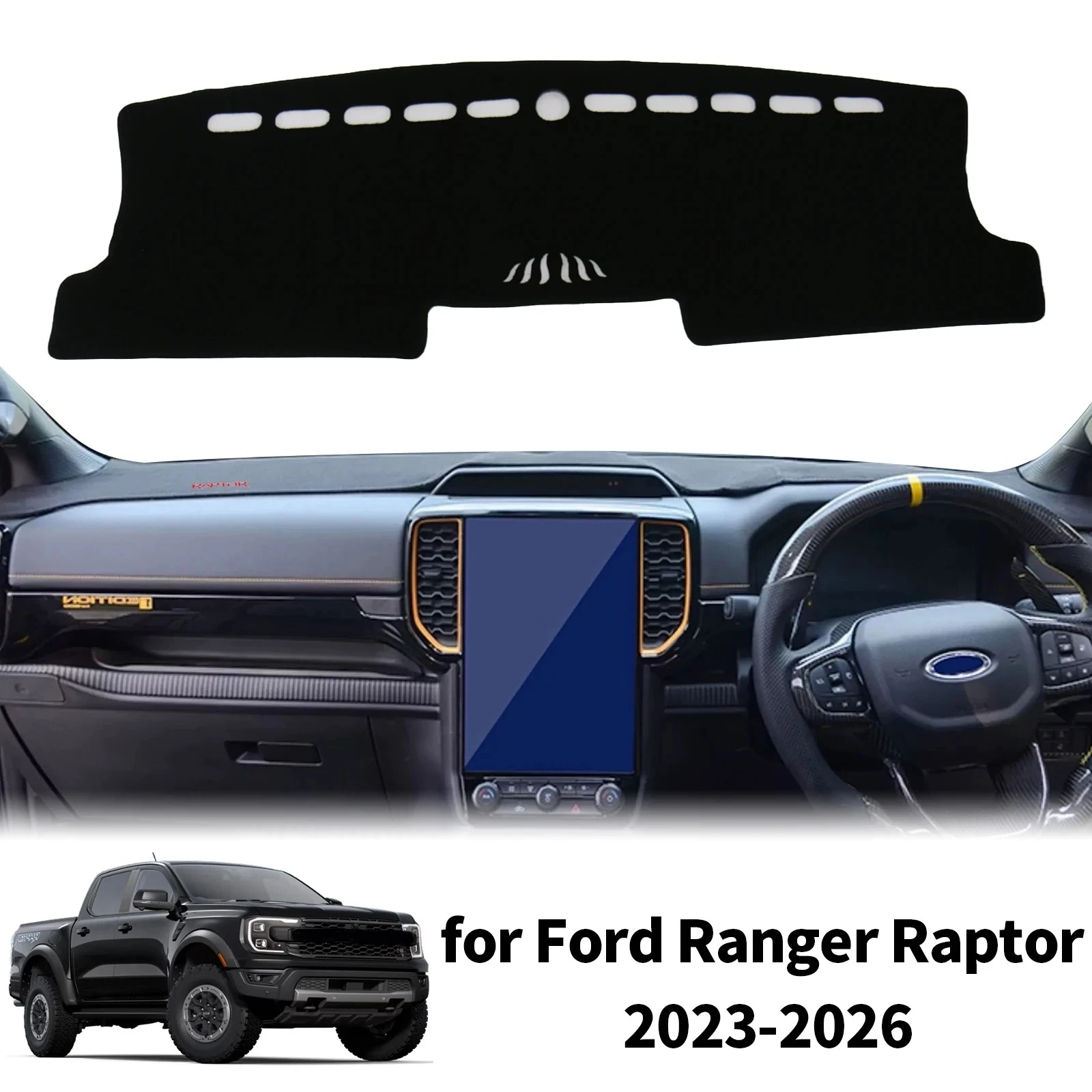 

fit for Ford Ranger Raptor 2023 2024 2025 2026 Dashmat Dashboard Cover Pad DashMat Sunshade Protective Carpet Car Accessories