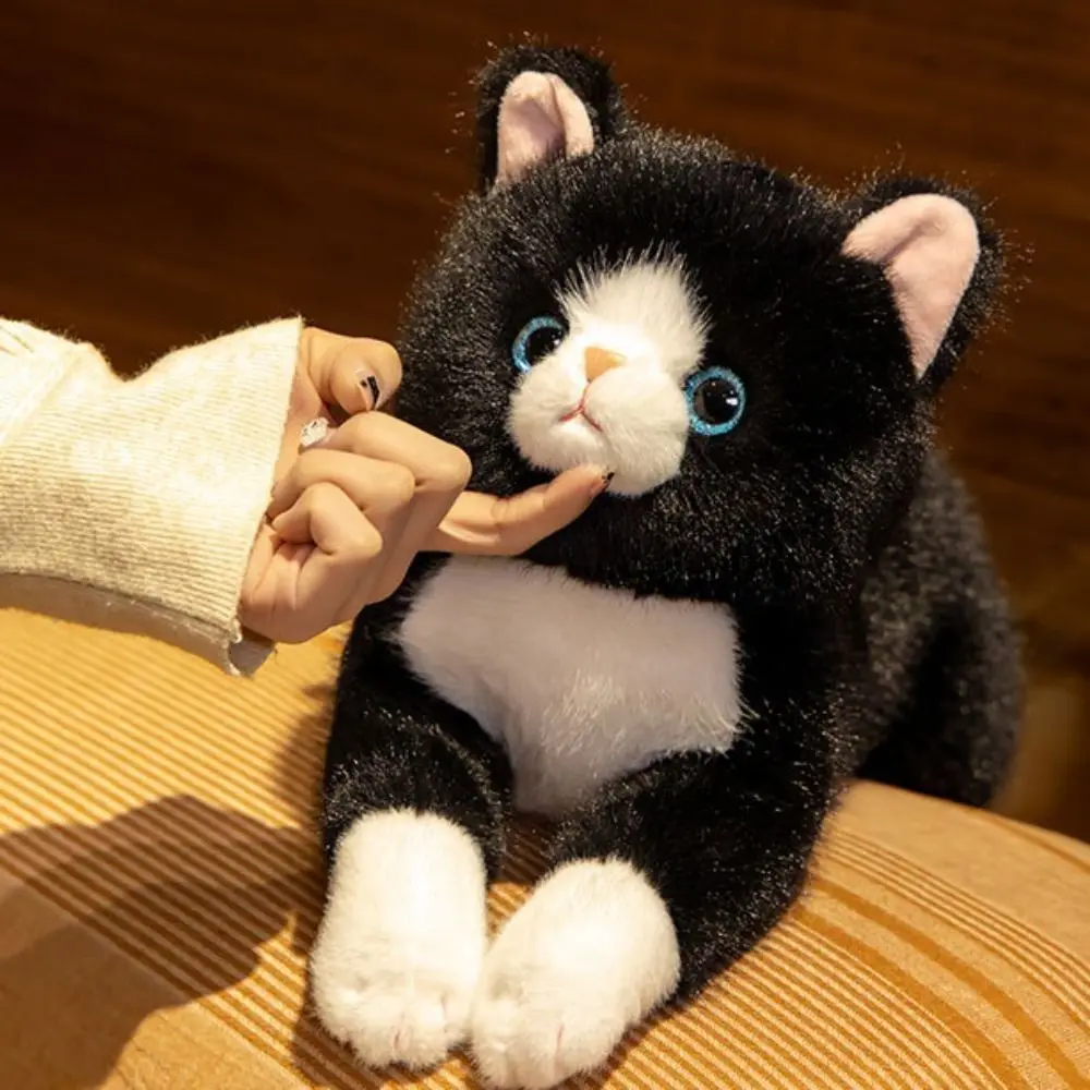 

Мягкий котенок, плюшевые игрушки, лежачая косточка, мягкая текстура, реалистичная кукла-кошка, милая имитация, мягкая кошка, украшение для рабочего стола
