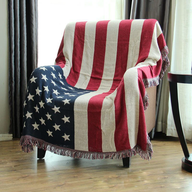 US,UK Flag Cotton Throw Blanket,Soft Sofa Throws,Reversible Bedspread,tablecloth,Piano Cover & Home Decor, Camping, Office