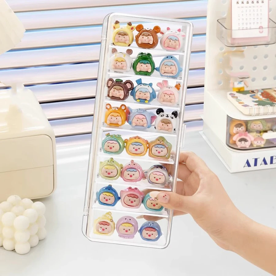 A multi-layer dust-proof storage box with a cute little display box and a blind box