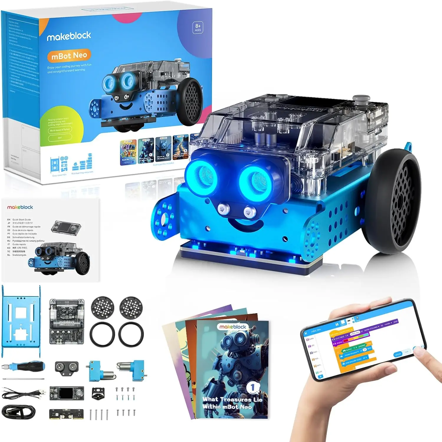 STEM Robot Kit for Kids Ages 8-14, Learn Coding with Scratch & Python, Educational Building Toy Gift