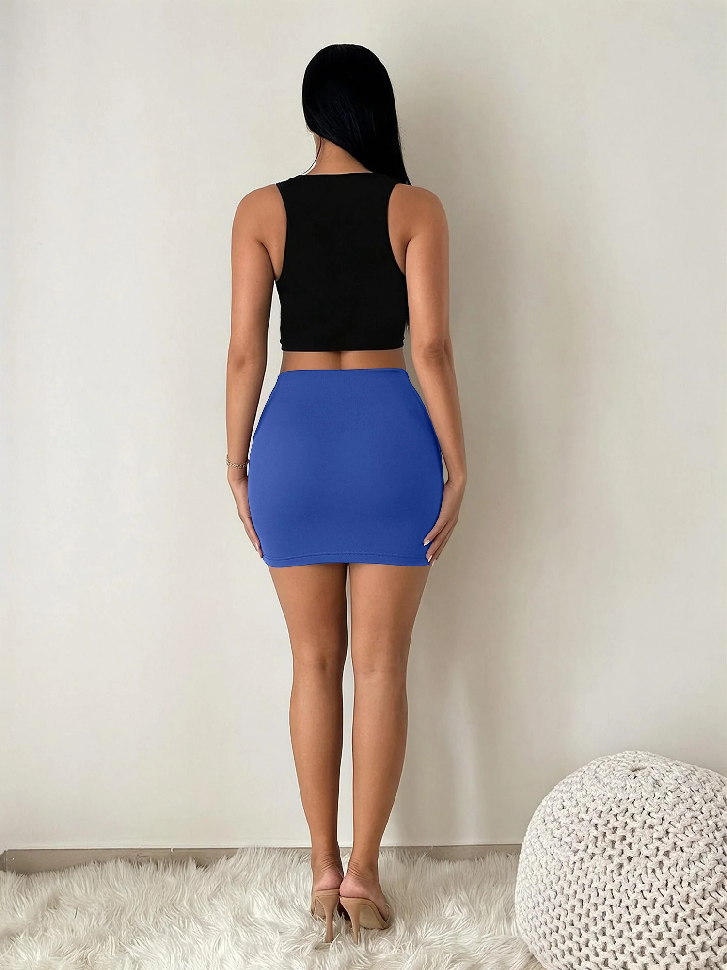 Petite High Waist Mini Skort for Women with Built-in Safety Shorts Pencil Skirt Style Hip Lift Anti-Exposure Design