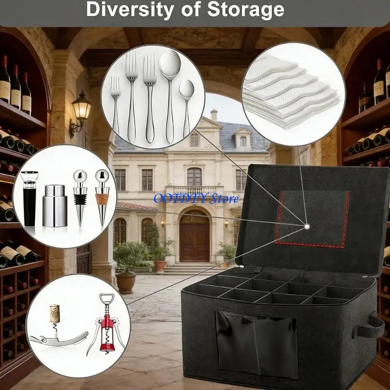 

367A Sturdy Wine Glass Storage Container For 12 Goblets Dustproof And pliable