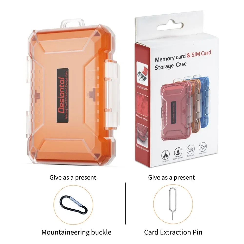 Desiontal Waterproof ABS Memory Card Case Anti-Static Storage Box SD & MicroSD Card Holder for 4 SD Card nd 12 TF/Micro SD Card