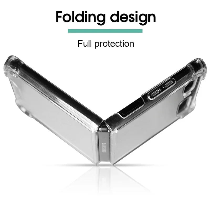 Clear Shockproof Phone Case for Samsung Galaxy Z Flip 5 4 3 1 2 Case Transparent Full Protective Slim Back Cover Foldable Shell