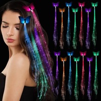 1pc/5pcs, Colorful Butterfly Light Braids Wigs Glowing Flash LED Hair Braid Clip Decoration Ligth Up Christmas Hair Accessories