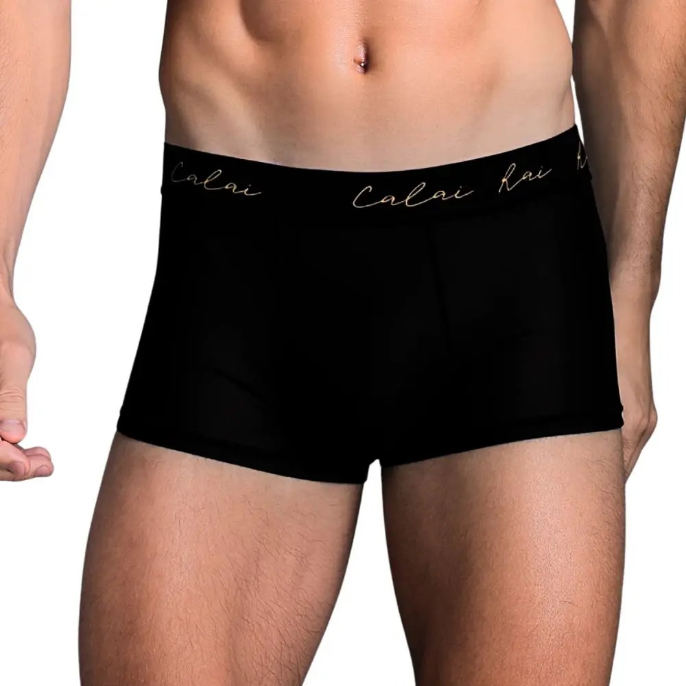 Men Trendy Boxer Briefs Gold‑Black Printed Elastic Waistband Soft Stretch Breathable Underpants for Gym Sports Daily Casual Wear
