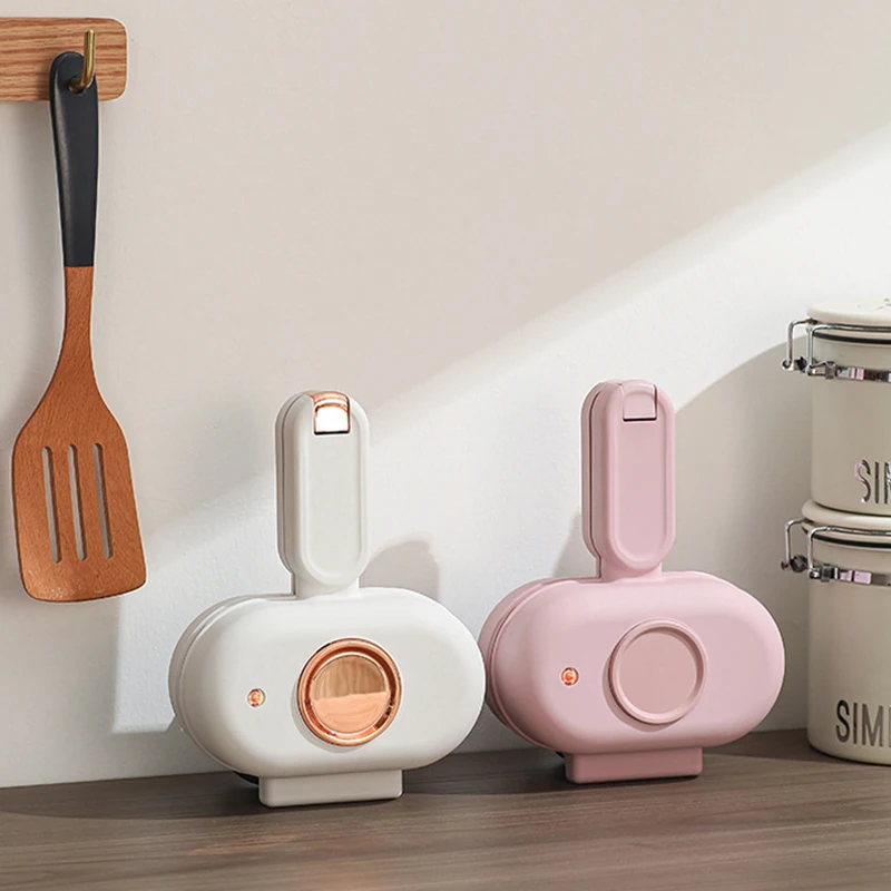 Klip segel sisi ganda pembuat Sandwich anjing panas Mini pemanas instan mesin Taco Burrito pemanggang tidak lengket anti tumpah