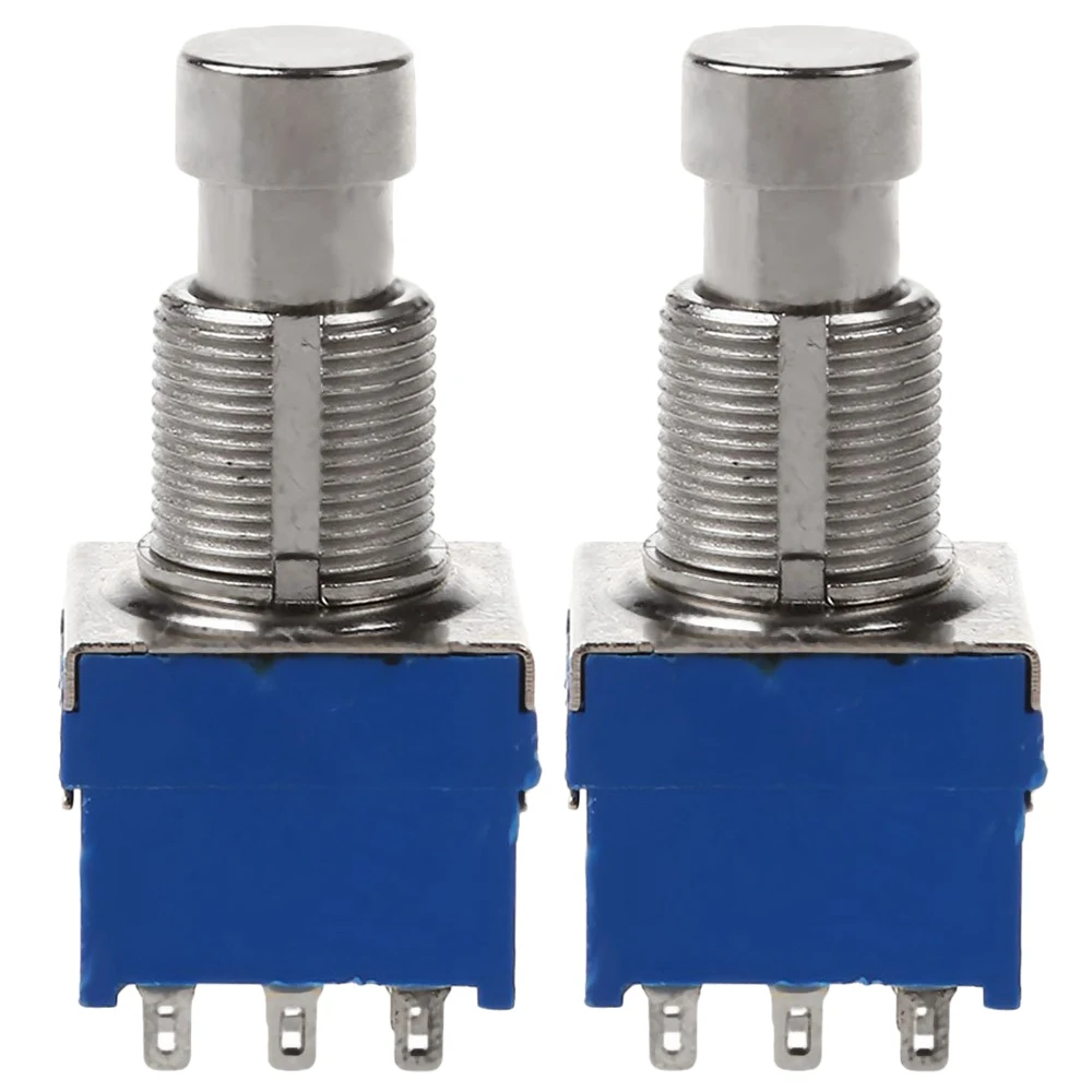 

B48B-2Pcs Guitar Effect Switches 9-Pin 3Pdt Guitar Effects Pedal Box Stomp Foot Metal Switch True Bypass Blue