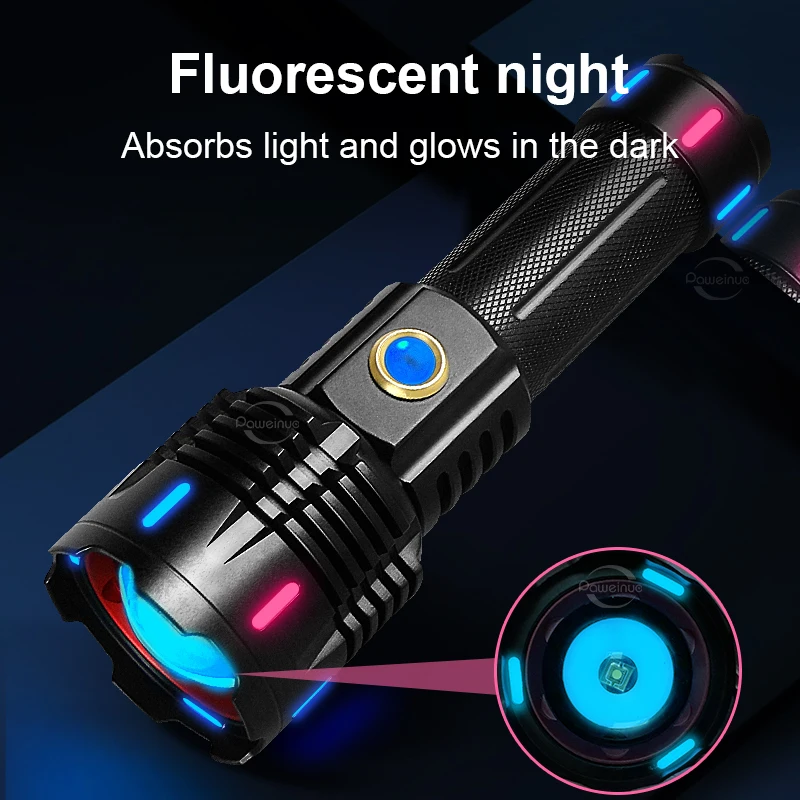 Powerful Portable Flashlight White Laser Long Shot 1500M Super Bright Rechargeable Zoomable Tactical Torch for Outdoor Fishing