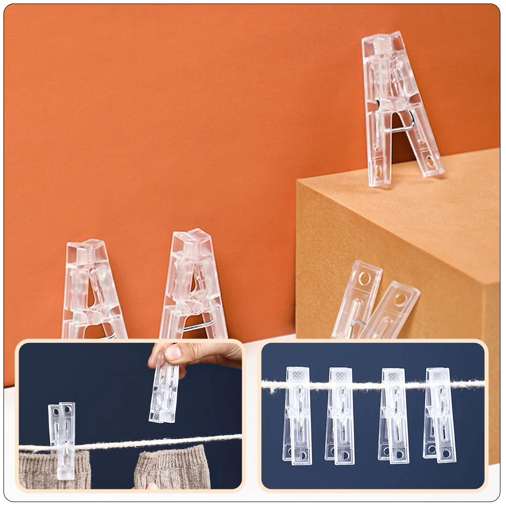 

20pcs Transparent Plastic Clips Mini Clothespins Windproof Clothing Hangers For String Light Paper Photo Decoration Home Office