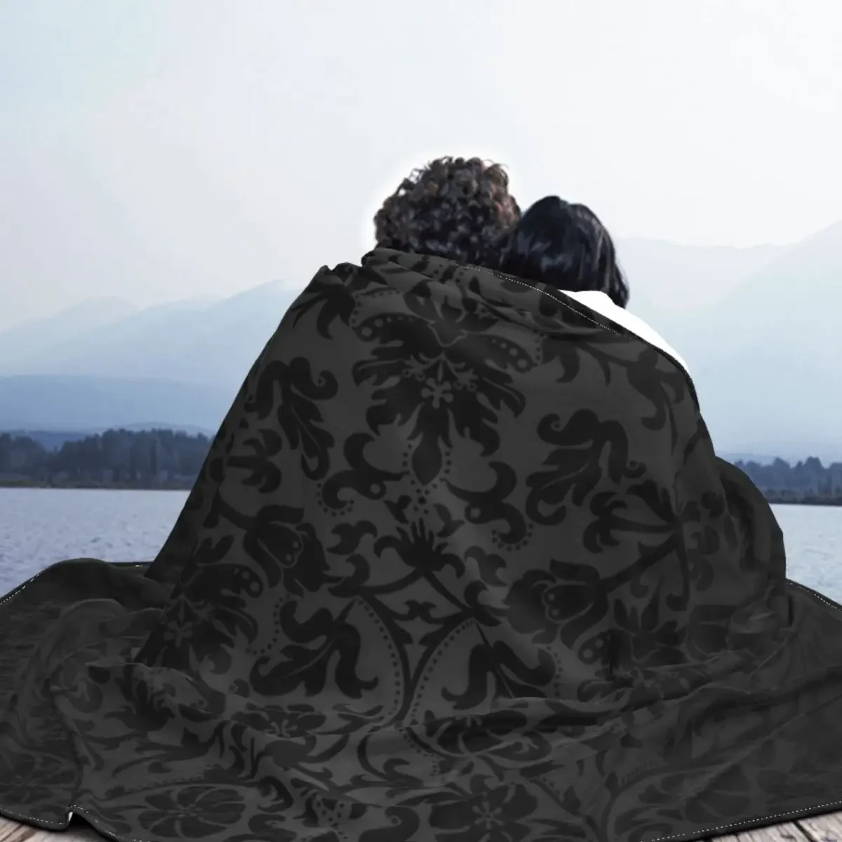 Y2K Children 3d PRINT Blanket Black Floral Damask Throw Blanket Fluffy Blankets Large Sofa Luxury Throw Quilt for Children Cover