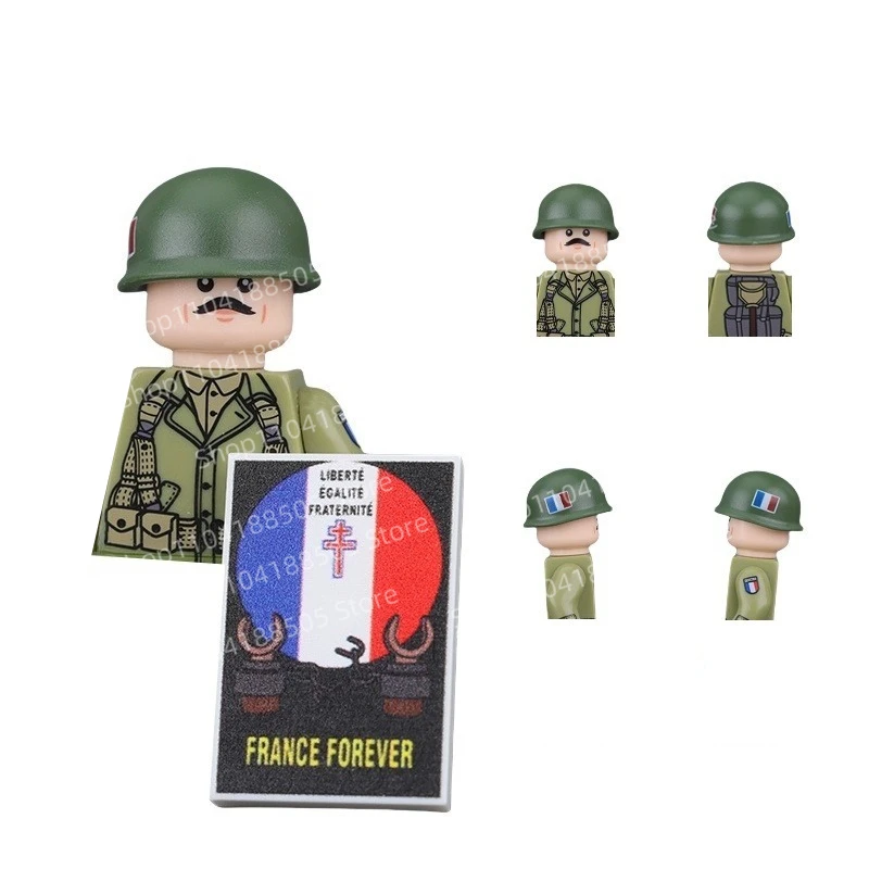MOC Battlefield, muñeca soldado militar británico-americano-francés de terceros, bloques de construcción, adornos de regalo para Festival de la Marina de la Fuerza Aérea