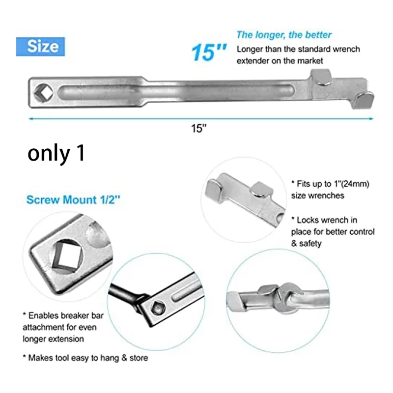 

L33A_Wrench Extender Tool Bar, 14 in Wrench Extender, Stainless Steel Torque Wrenche Tools for Mechanics, Wrench Extender