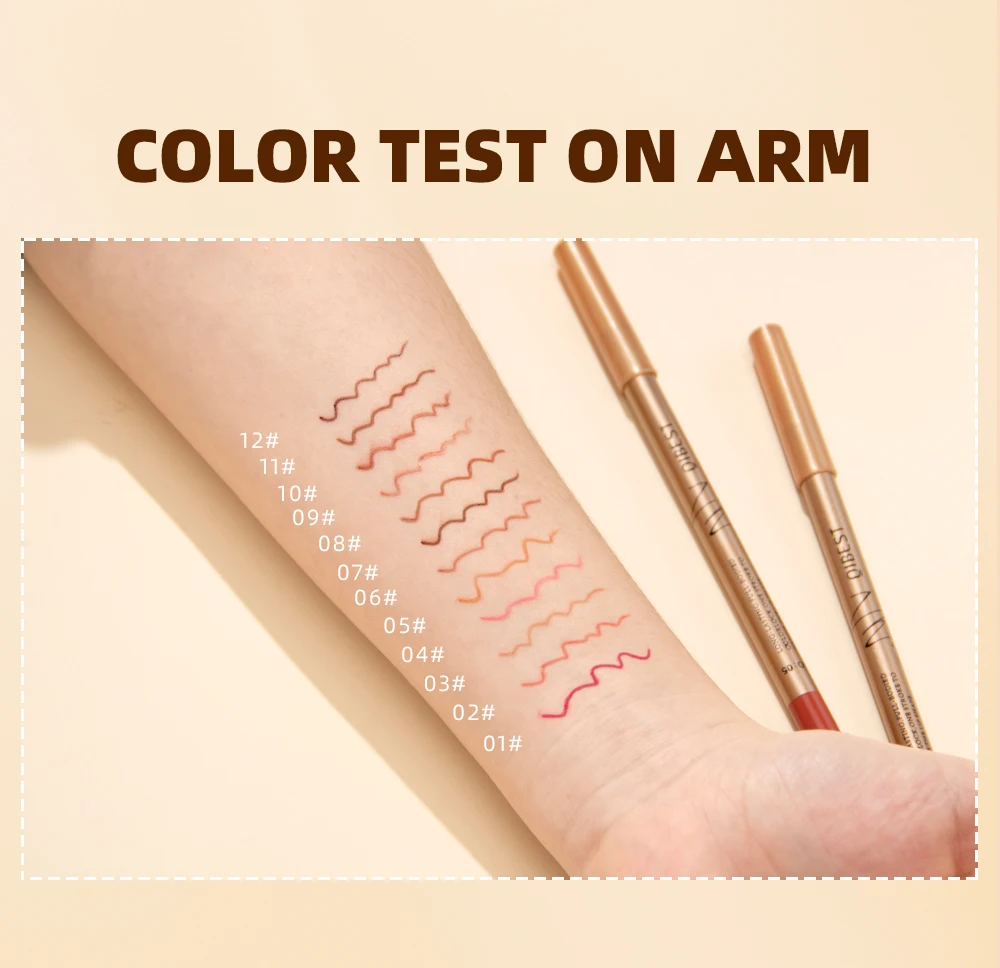 QIBEST 12 Farben Lippenstifte Matte Lipliner Bleistift Wasserdicht Lippenstift Lip Liner Stift Glatte Nude Lippenstift Stifte Für Lippen Make-Up – Detail 10